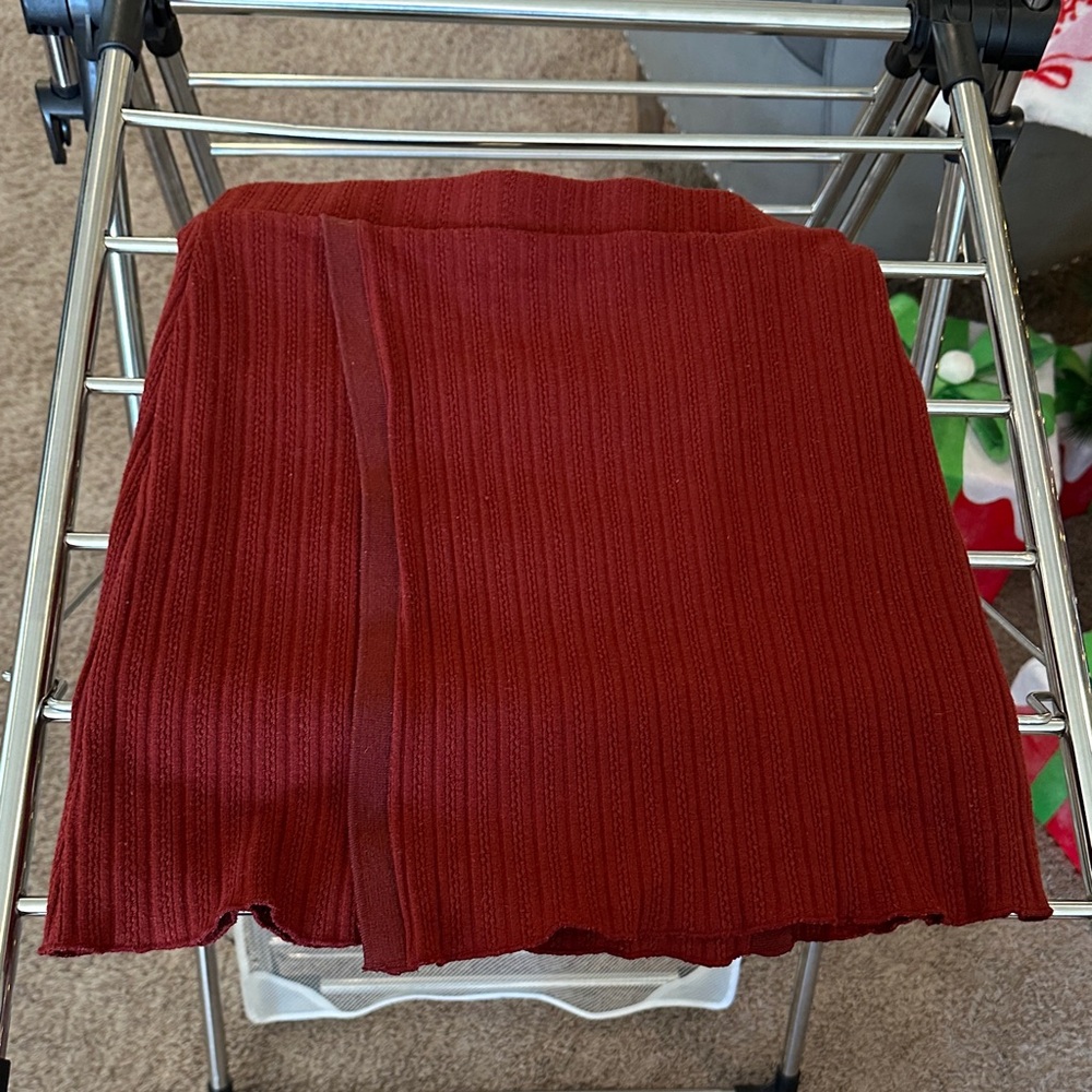 URBAN Romantics Burgundy Ribbed Faux Wrap Skirt size large